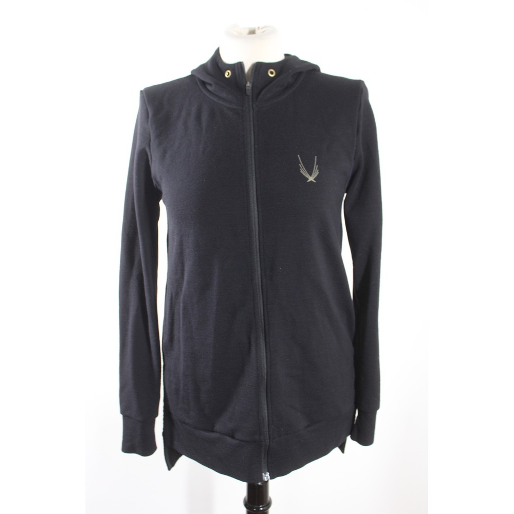 Lucas Hugh S Black Full Zip Hoodie Wool Blend Performance Activewear Jacket